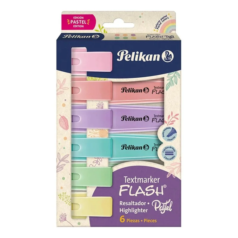 RESALTADORES PASTEL X 6 UND PELIKAN FLASH